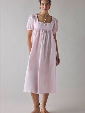 Glamorous Pale Pink Square-Neck Puff Sleeve Midi Dress
